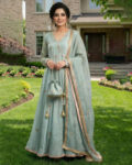 Aqua Silk Long Dress